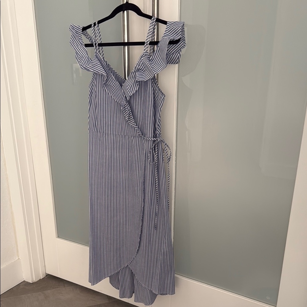 BP Striped Blue & White Wrap Dress